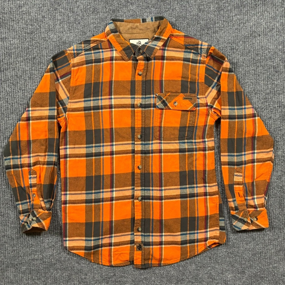 Legendary Whitetails Mens Button Up‎ Shirt M Orange Brown Plaid Outdoor Hunting